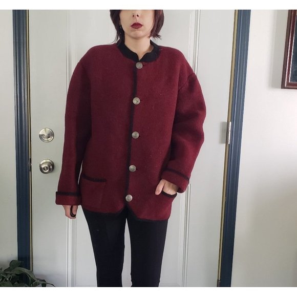 Vintage‎ Burgundy Wool Jacket - Picture 1 of 3